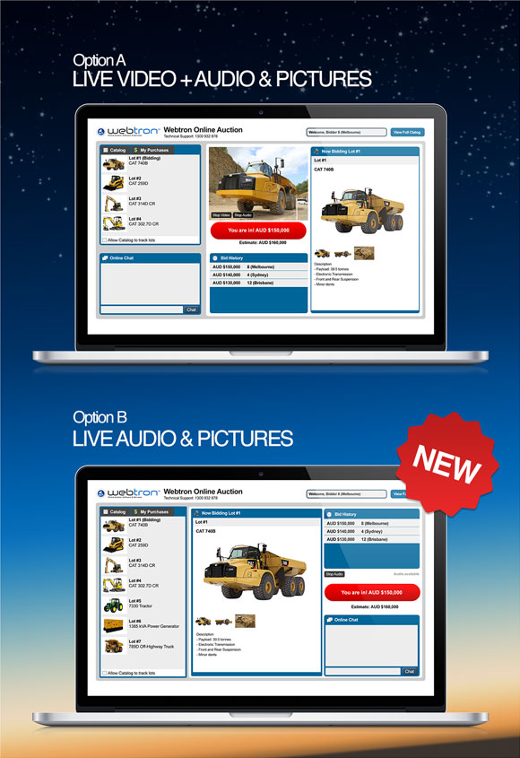 New Webcast Dashboard Options - Webtron Online Auction